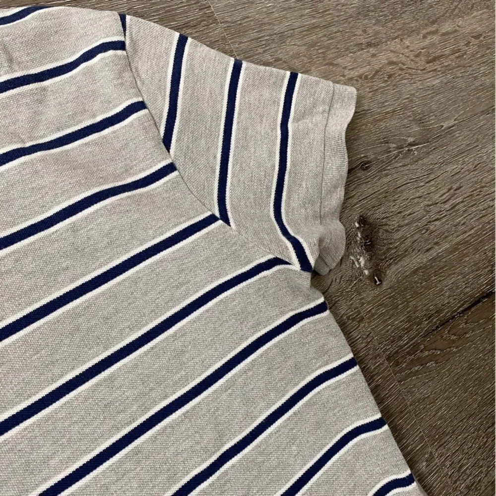 Ralph Lauren Striped Polo Short Sleeve Shirt Gray Blue SZ M